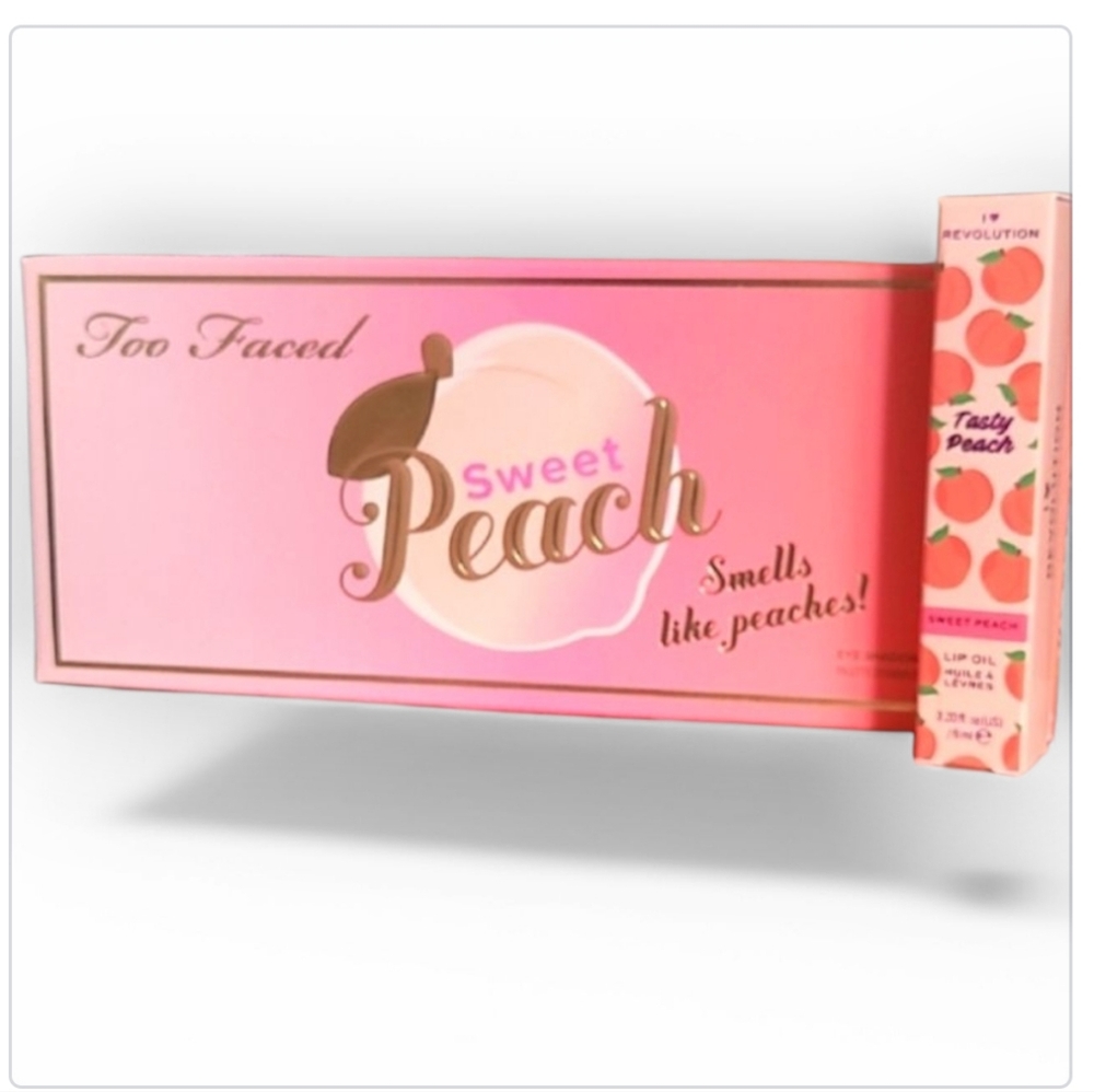 Too Faced Sweet Peach Eye Shadow Palette With Tasty Peach Lip Oil
